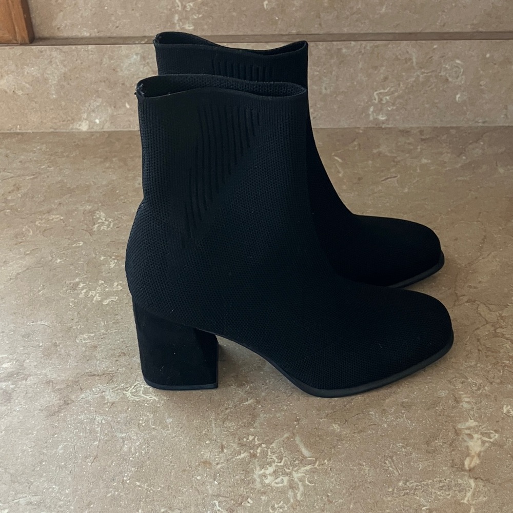 Elegant Black Sock Ankle Boots -BRAND NEW